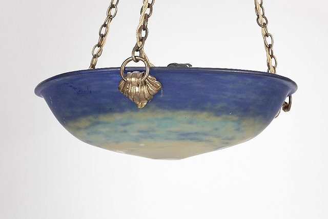 Appraisal: Daum of NancyCeiling light circa - mottled yellow turuoise and