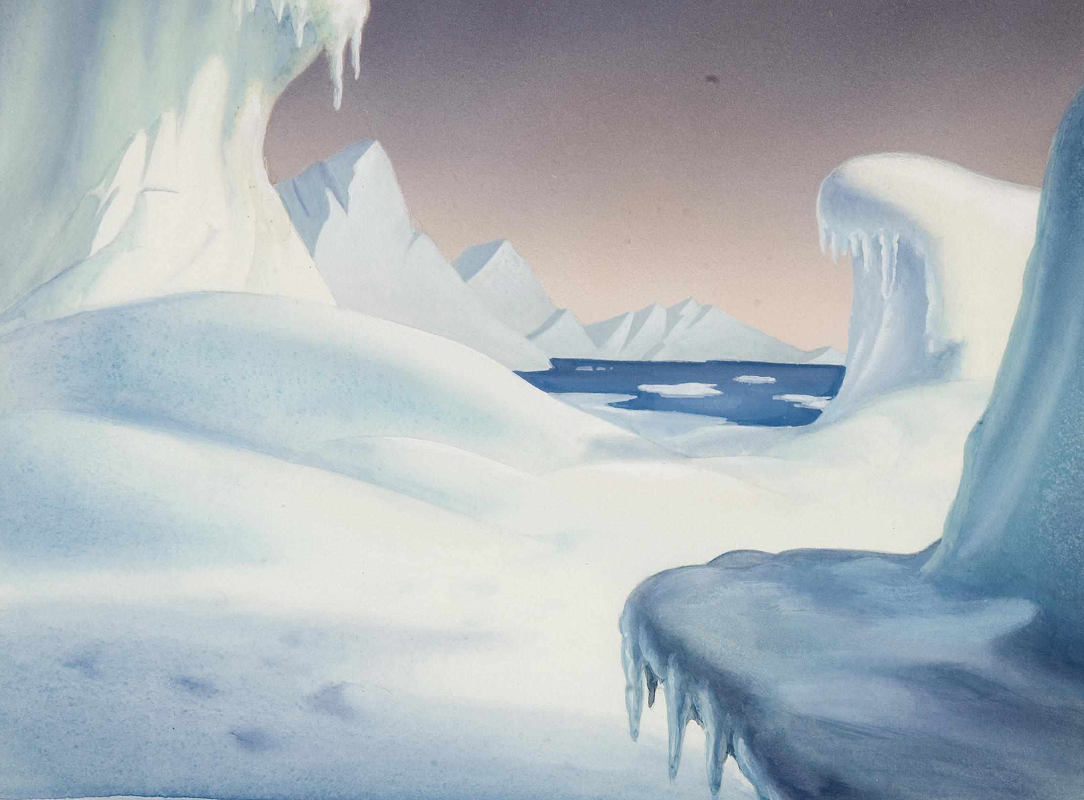 Appraisal: A Walt Disney original watercolor production background from Polar Trappers