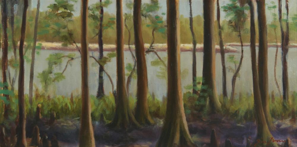 Appraisal: JIM JONES - RIVER CYPRESS OIL ON MASONITE H X