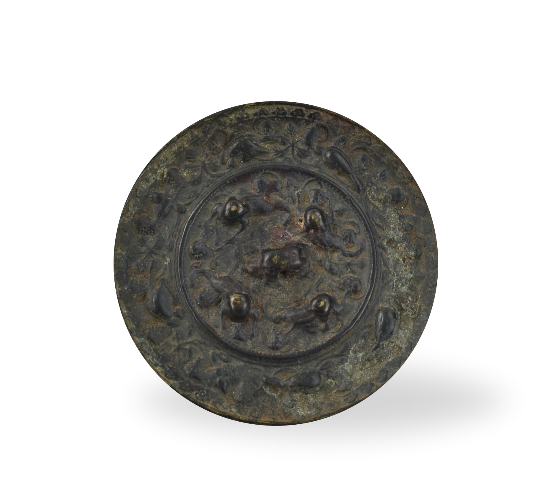 Appraisal: Chinese Tang Dynasty circular bronze mirror with a smooth front