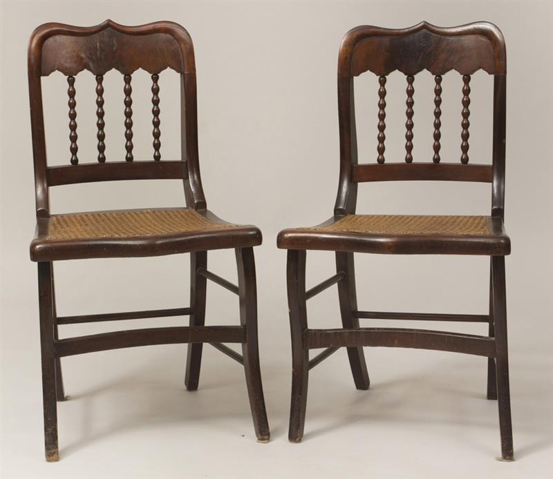 Appraisal: Pair of American Rococo Revival Mahogany Spindle-Back Side Chairs With