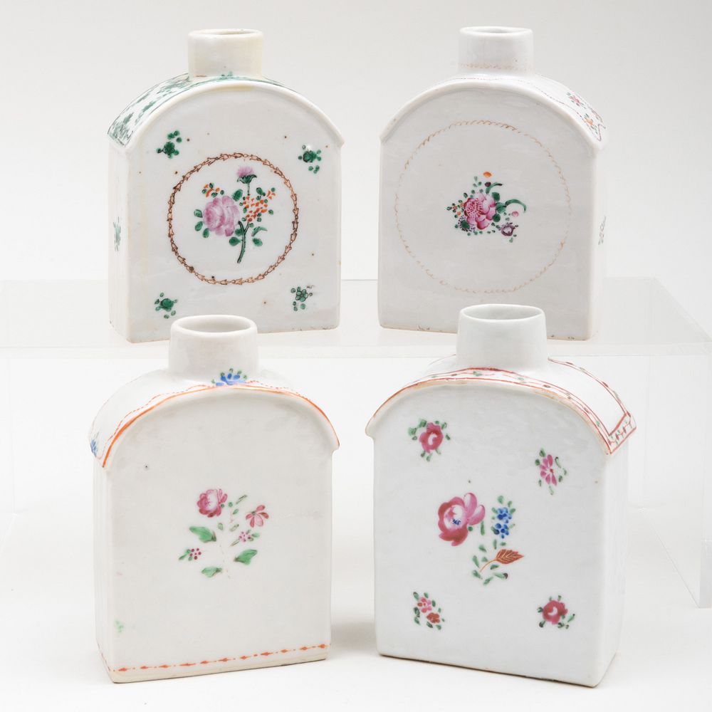 Appraisal: Group of Four Chinese Export Famille Rose Porcelain Tea Caddies