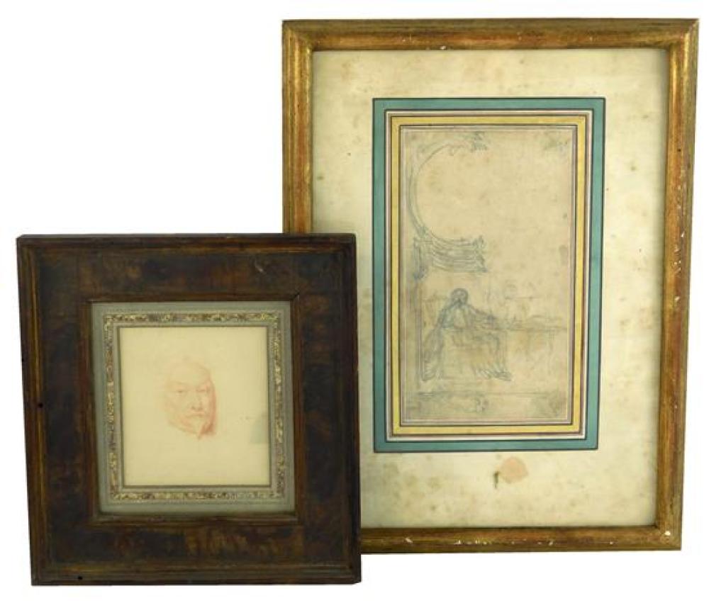 Appraisal: Two framed th th C French drawings including Jean Petitot