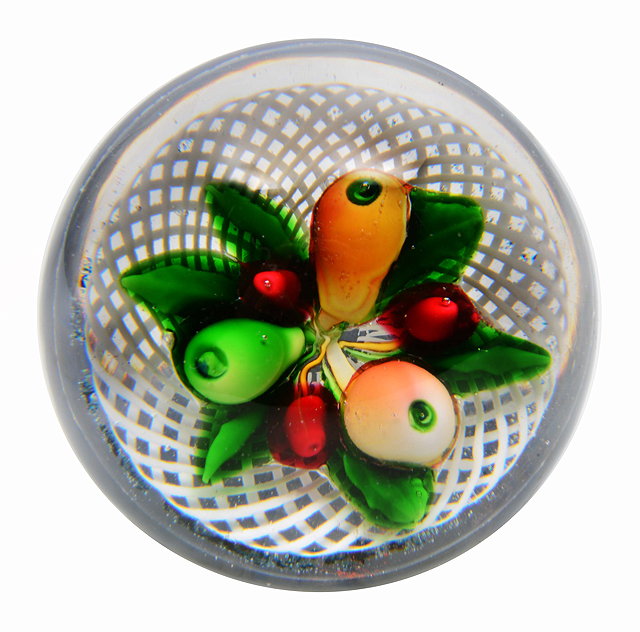 Appraisal: AN ANTIQUE SAINT LOUIS GLASS PAPERWEIGHT decorated with fruit in