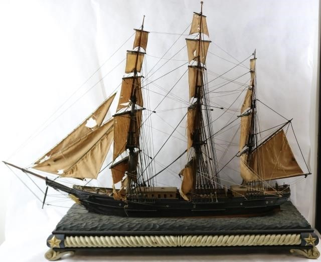 Appraisal: TH CENTURY AMERICAN FOLK ART MODEL OF ATHREE-MASTED SHIP BELONGED