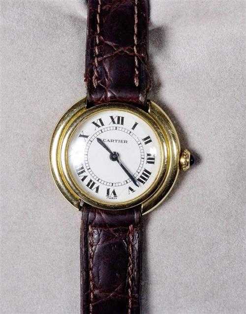 Appraisal: LADY'S WRISTWATCH CARTIER VEND ME s Yellow gold Round housing