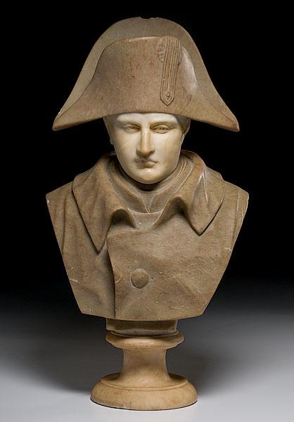 Appraisal: CLASSICAL MARBLE BUST OF NAPOLEON BONAPARTE carved in varying shades