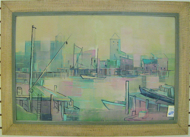 Appraisal: ALBERT PATECKY OIL ON PANEL Oregon - Titled Harbor at