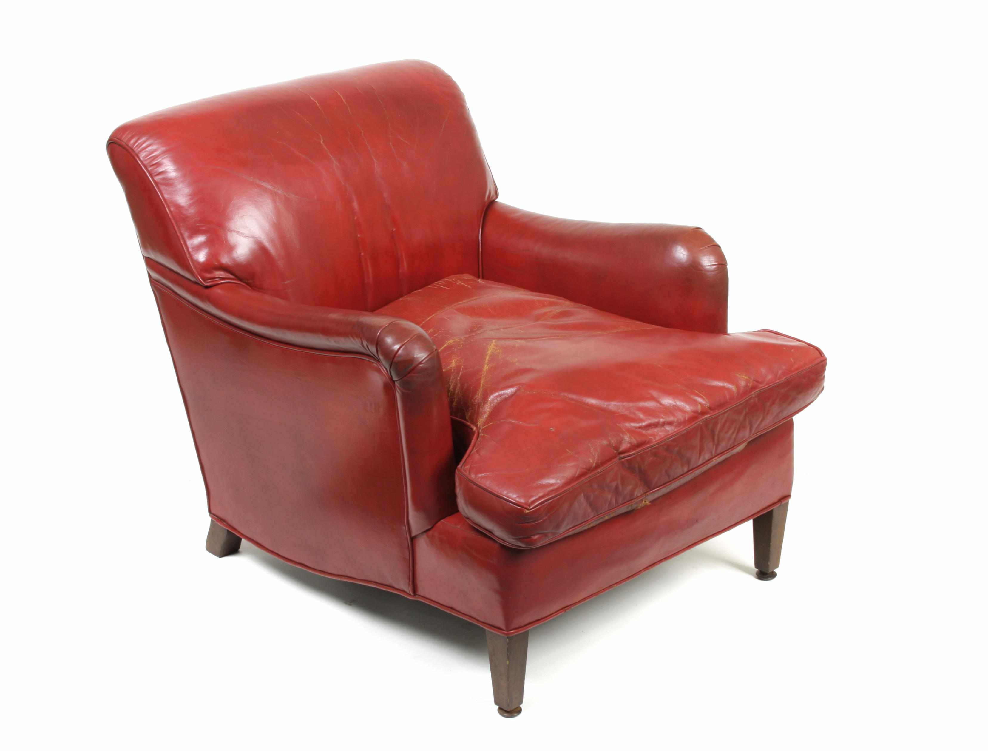 Appraisal: A pair of Art Deco style red leather upholstered club