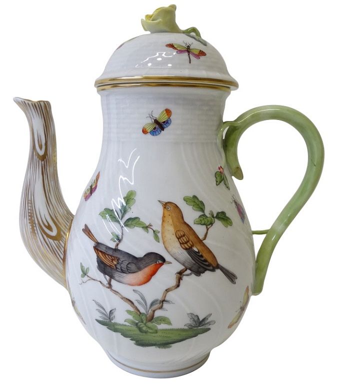 Appraisal: Herend Rothschild Bird Porcelain Teapot Herend Rothschild Bird Porcelain Teapot