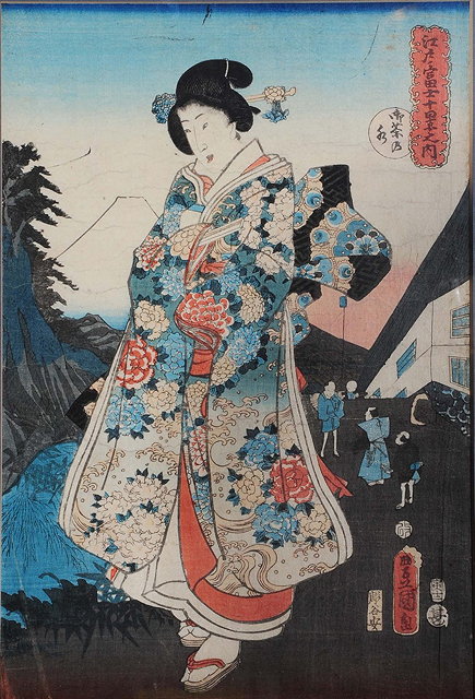 Appraisal: Utagawa Kunisada Japanese - Geisha in a landscape signed sealed