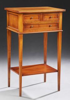 Appraisal: French Louis XVI Style Carved Cherry Nightstand e French Louis