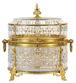 Appraisal: Continental gilt and cut crystal tantalus Continental gilt and cut