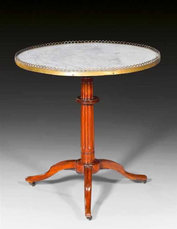 Appraisal: ROUND SALON TABLE Louis XVI Paris circa Fluted mahogany White