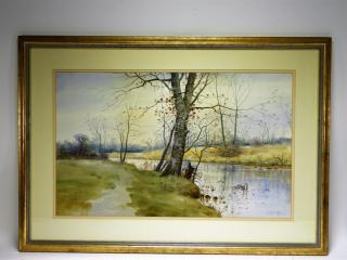 Appraisal: Samuel R Chaffee New England Landscape WC Painting RHODE ISLAND