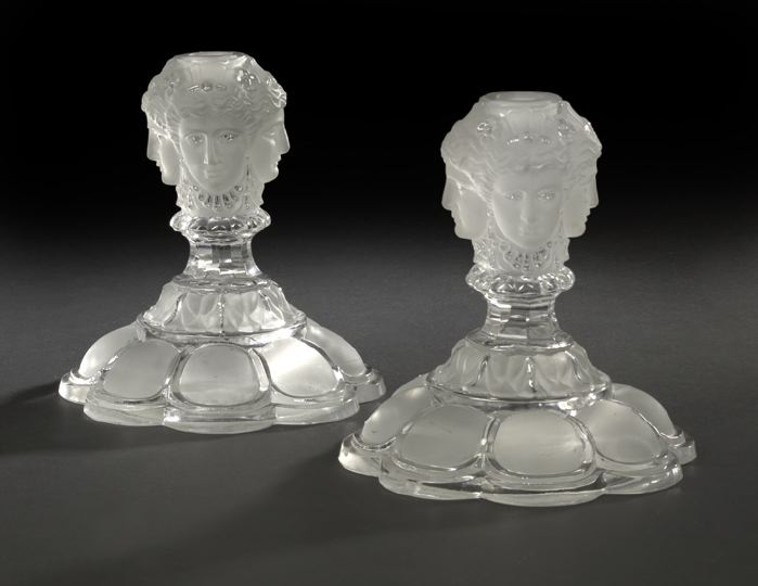 Appraisal: Good Pair of St Louis Pressed and Partially Satine Glass