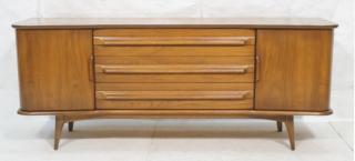 Appraisal: American Modern Walnut Credenza Sideboard Dresser American Modern Walnut Credenza