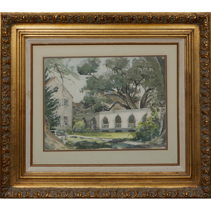 Appraisal: Southern School Courtyard c watercolor on paper signed indistinctly lower