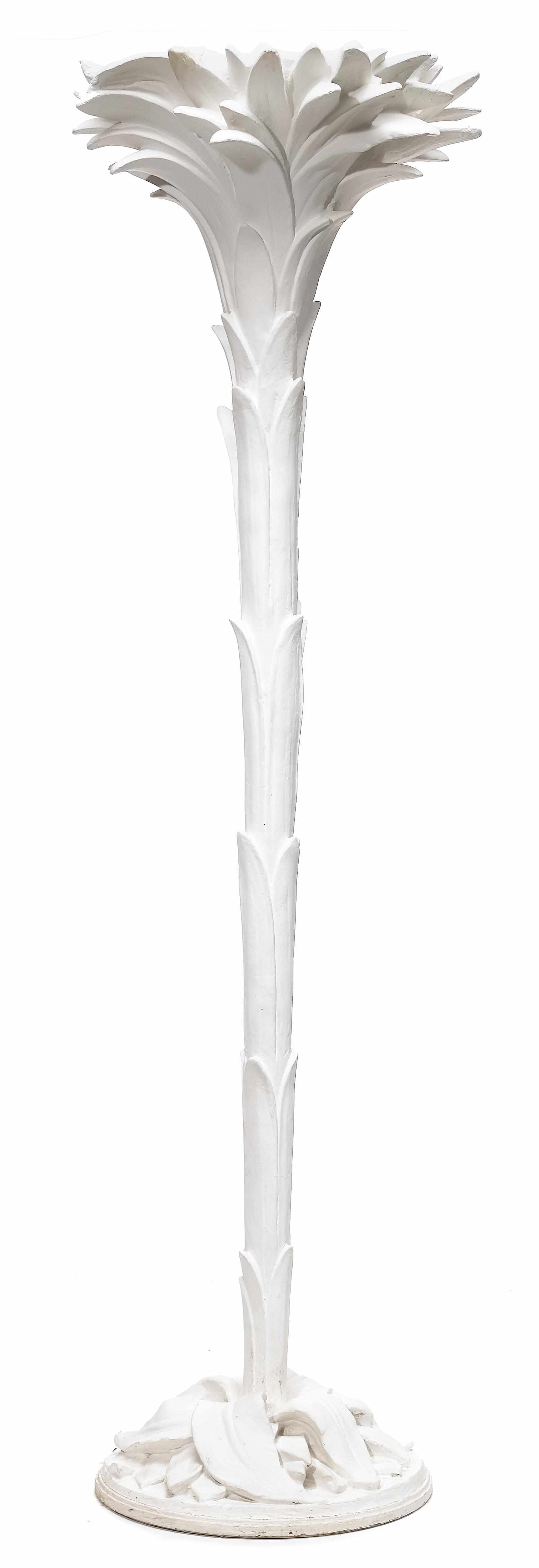 Appraisal: A white plaster palm tree floor lamp in the manner