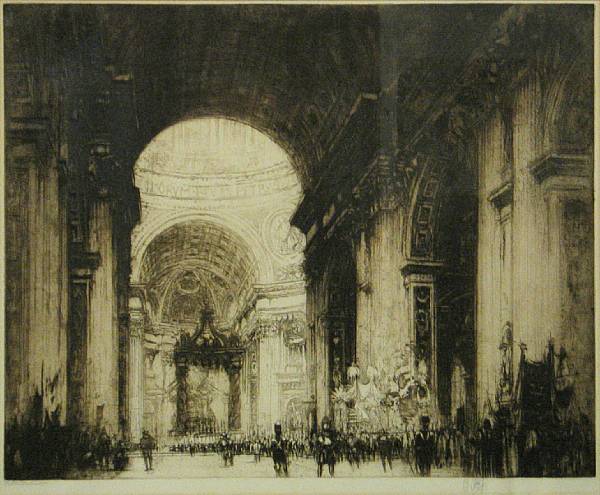 Appraisal: William E Walcot American Interior View of St Peter's Rome