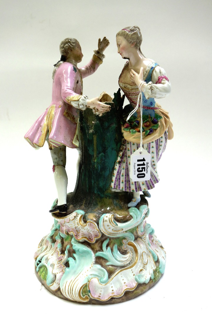 Appraisal: A Meissen outside decorated centrepiece late th century modelled as