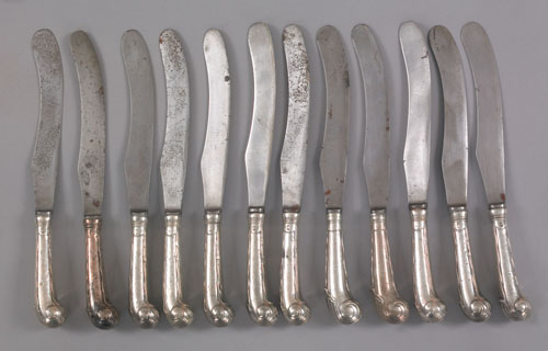 Appraisal: Set of twelve Georgian silver pistol grip table knives mid