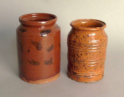 Appraisal: Two redware crocks th c h and h