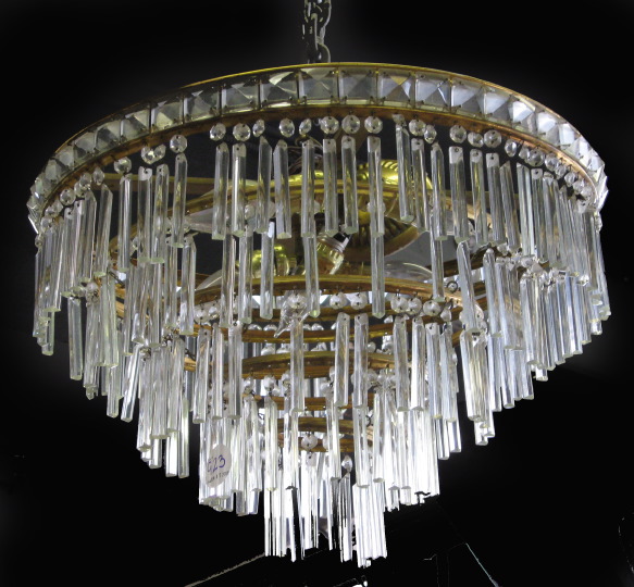 Appraisal: American Gilt-Brass and Cut Glass Graduated Concentric Five-Ring Chandelier dressed