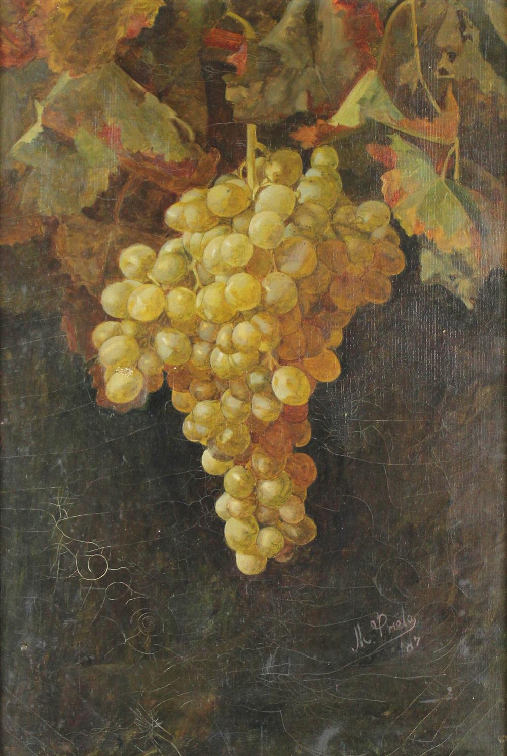 Appraisal: MANUEL PRIETO HURTADO SPANISH TH TH CENTURY GREEN GRAPES Oil