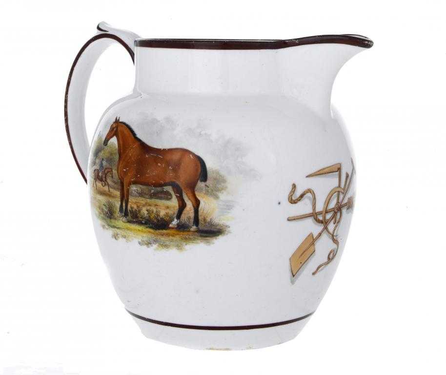 Appraisal: AN ENGLISH PORCELAIN JUG painted with a horse in a