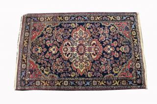 Appraisal: Antique Persian Rug Antique Persian Rug Blue Red Yellow Floral