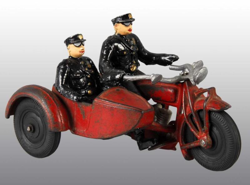 Appraisal: Cast Iron Hubley Motorcycle with Sidecar Toy Description American Driver