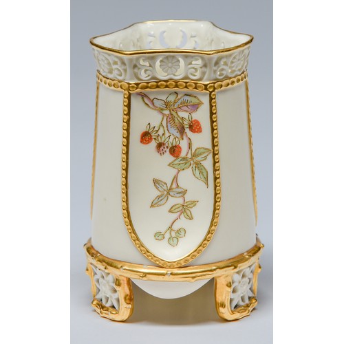 Appraisal: A Royal Worcester pierced spill vase decorated with pendulous foliage