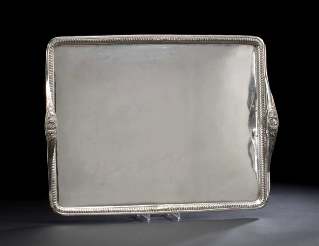 Appraisal: Large Russian Silverplate Tray first quarter th century of rounded