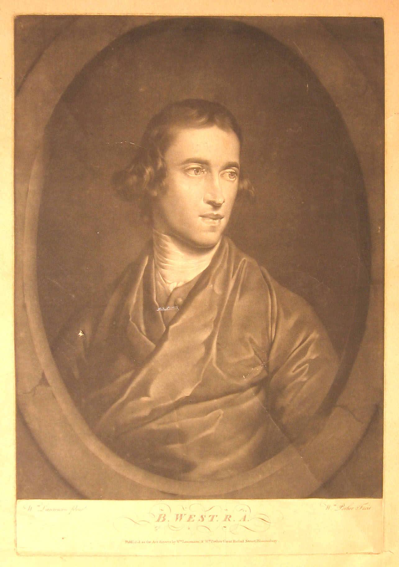 Appraisal: piece Mezzotint Engraving Penther W after Lawrenson W B West