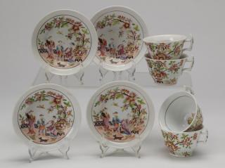 Appraisal: Continental chinoiserie porcelain cups saucers Set of four th century