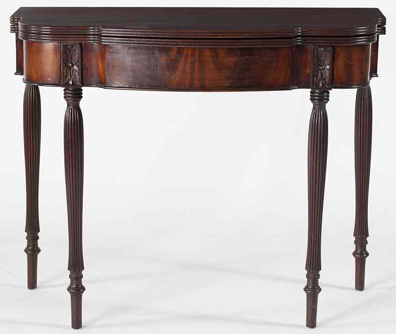 Appraisal: American Federal Game Tablecirca serpentine form having a fold-over top