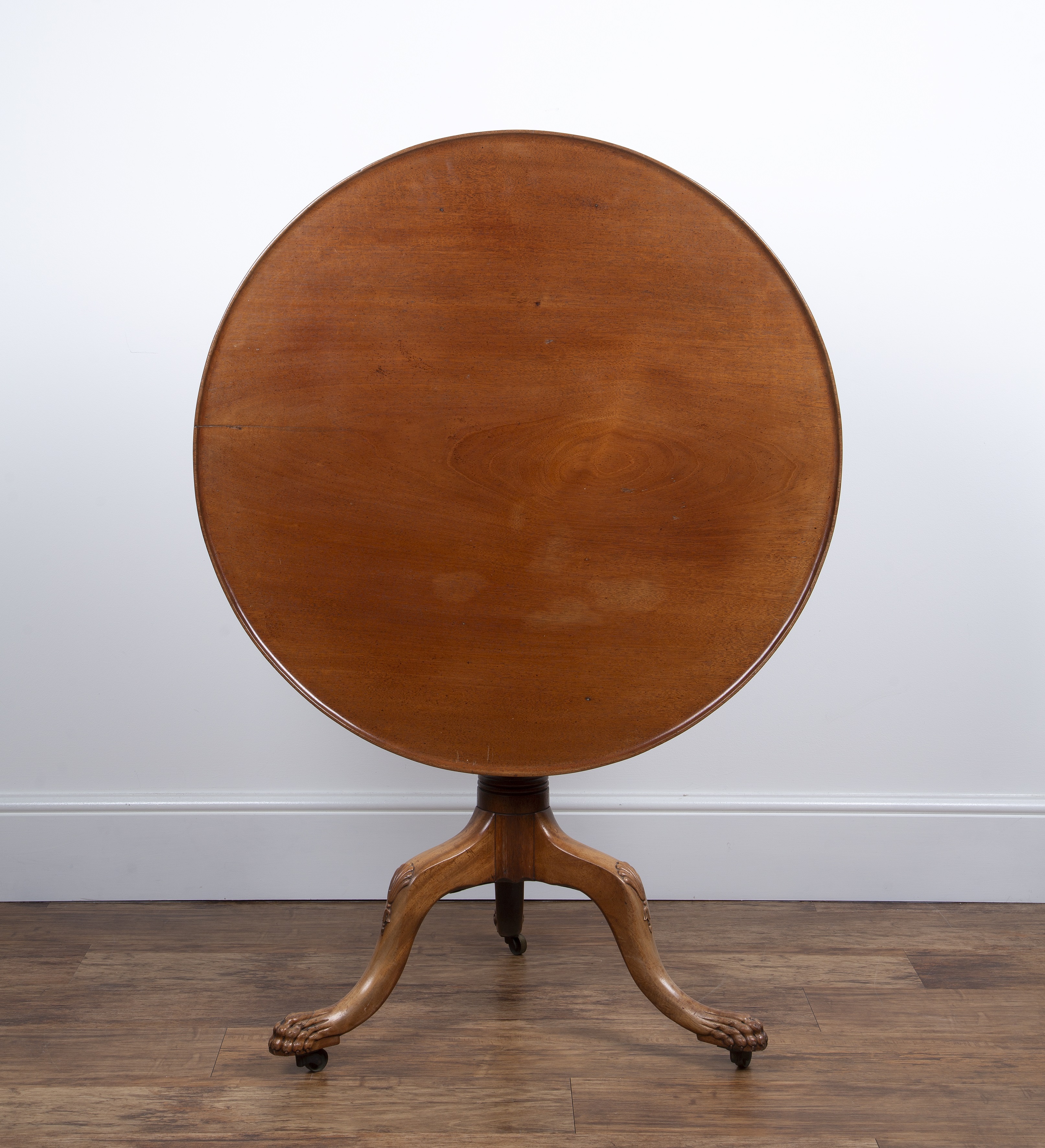 Appraisal: Mahogany tip-up large tripod table th Century with tray top