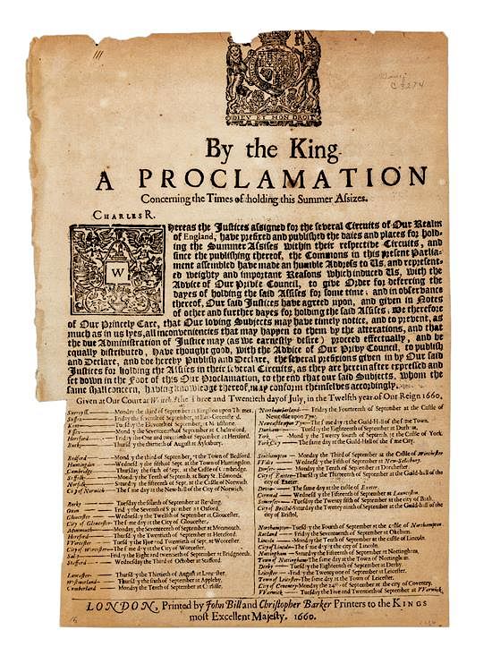 Appraisal: BARKER Christopher By the King a Proclamation Concerning the Times