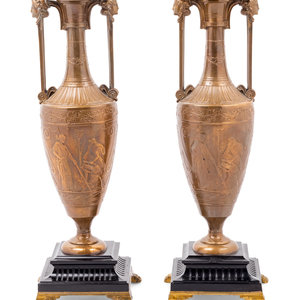 Appraisal: A Pair of French Neoclassical Gilt Bronze Urns by Henry