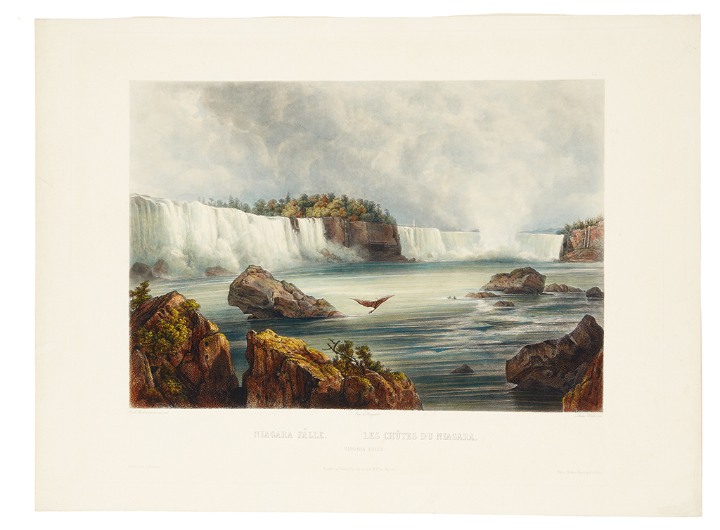 Appraisal: BODMER KARL Niagara Falls Tab Hand-colored aquatint engraving by Lucas