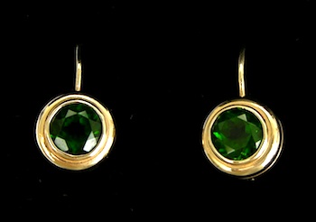 Appraisal: A Pair of Lever Back Earrings with Chrome Diopside from