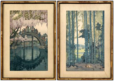 Appraisal: Two Hiroshi Yoshida woodblock prints - quot Bamboo Forest quot