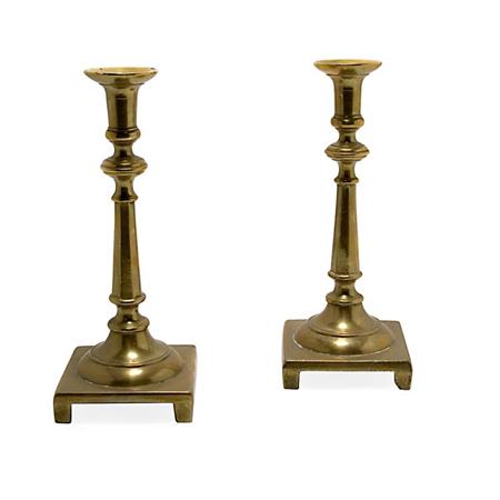 Appraisal: Pair of George III Brass Candlesticks Estimate -