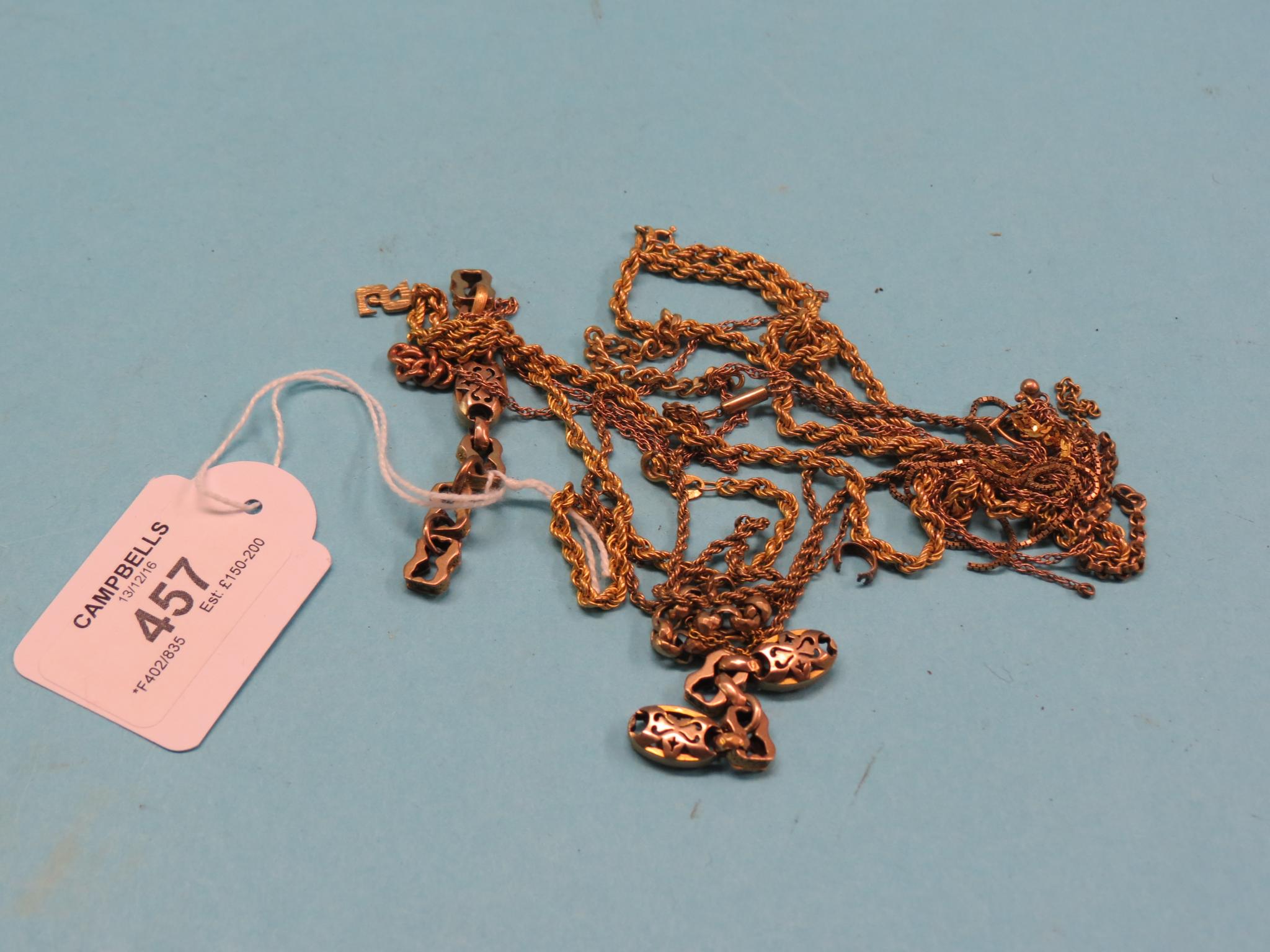 Appraisal: A ct gold chain grams and other gold yellow metal