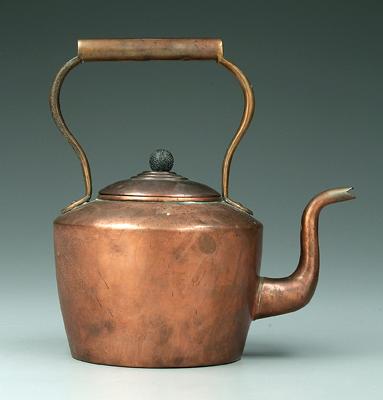 Appraisal: th century copper teapot dovetailed construction base with heart shaped