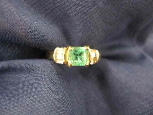 Appraisal: Emerald Diamond Ring emerald cut carat gem with baguette diamonds