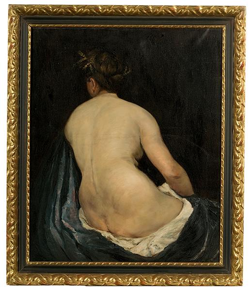 Appraisal: NUDE ATTRIBUTED TO FRANK DUVENECK OIL ON CANVAS Frank Duveneck