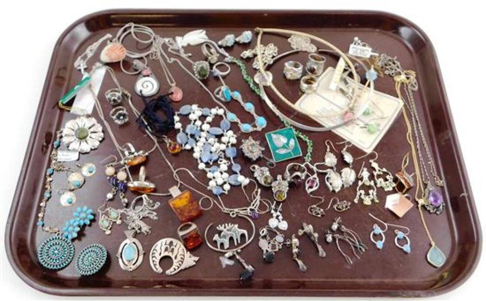 Appraisal: SILVER JEWELRY Pieces most marked sterling as well as Mexico