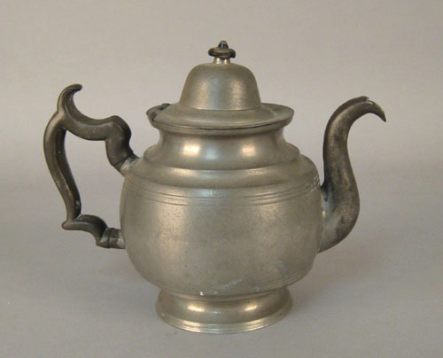 Appraisal: Connecticut pewter teapot early th c marked Charles Yale Wallingford